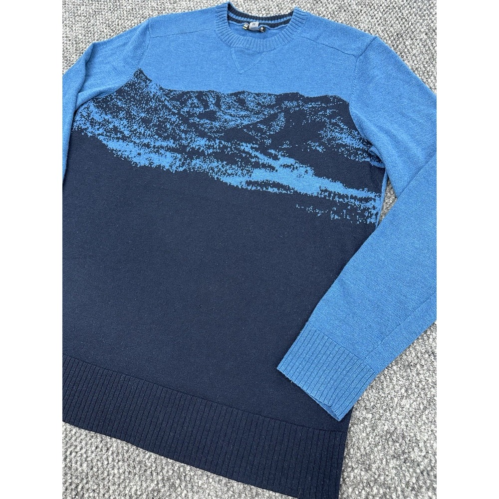 Smartwool Mens Medium Merino Wool Sweater Crewneck Pullover Blue Mountain Design - Picture 3 of 11